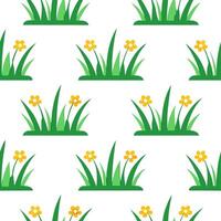 Spring meadow seamless pattern with wildflowers and greenery for rustic charm vector