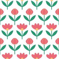 Spring flowers seamless tile pattern with peonies and tulips for lively colorful interiors vector