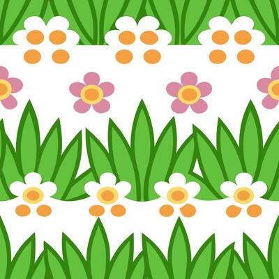 Spring garden seamless tile pattern with blooming flowers and lush greenery for vibrant outdoors