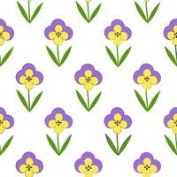 Spring garden seamless pattern with violets and pansies for natural garden spaces vector