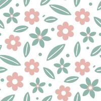 Soft pastel seamless tile pattern with delicate flowers and leafy accents for to calming garden look vector