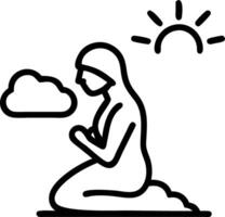 Silhouette of woman praying against beautiful sky background symbolizing faith and spirituality vector