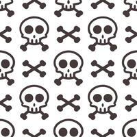 Skeletons and skulls seamless tile pattern with bone structures and dark shades for macabre home decor vector
