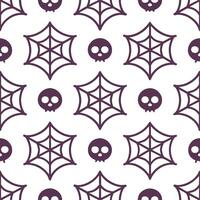 Skeletons and witches seamless tile pattern with spooky elements and dark hues for macabre Halloween decor vector