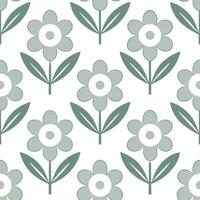 Scandinavian Nordic floral seamless tile pattern with muted greens and white for minimalist home decor vector