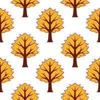 Rustic autumn trees seamless tile pattern with pine and birch for country inspired interiors vector