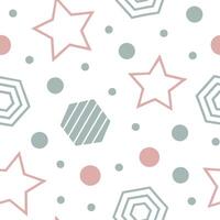 Retro polygon seamless pattern pastel colors on white background suitable for nursery decor Edition vector