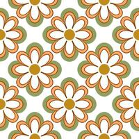 Retro floral seamless pattern with asymmetric design for eclectic spaces vector