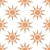 Relaxing summer sun seamless tile pattern with light orange and soft sunburst designs for cozy spaces vector