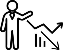 Recession illustrated with portfolio investment asset value loss frustrated businessman with falling graph showing portfolio loss and stock market failure vector