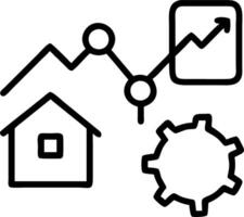 real estate concept property value icons location contract price diagram cogs gear wheel mechanisms wireframe low polygonal blue mesh dots lines shapes vector