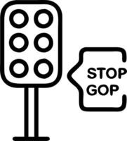 Railway signal displays red and green lights indicating stop and go for trains on tracks vector