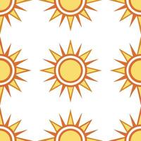 Radiant summer sun seamless tile pattern with golden rays and sunset hues for peaceful sunlit spaces vector