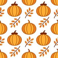 Pumpkin and acorn seamless tile pattern with autumn elements and warm tones for seasonal decor vector
