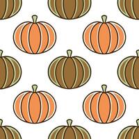 Pumpkin patch seamless tile pattern with various pumpkin sizes and earthy tones for rustic decor vector