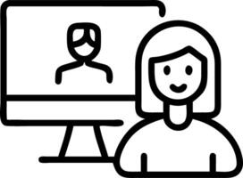 Proactive young Asian female executive manager using computer leading hybrid remote conference participating in virtual meetings and online training sessions in office enviro vector