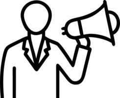 Person in to suit holding to megaphone face obscured on to white background vector