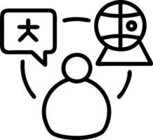 Multilingual Language Translation Communication Concept to person with icons various languages global language translate multilingual technology and international connections AI T vector