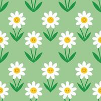 Nature filled spring garden seamless pattern with daisies and buttercups for rustic garden charm vector
