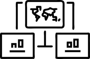 Multiple screens displaying financial data stock market charts and global maps in to dark modern control room setting Set 2 vector