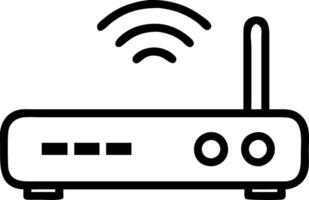 Modern wireless router with glowing indicators and WiFi signals blurred bokeh background vector