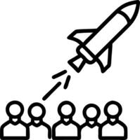 Model rocket launching with group of children in background wearing helmets on sunny day during science and education activity vector