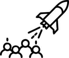 Model rocket launching with group of children in background wearing helmets on sunny day during science and education activity Set 3 vector