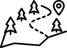 Minimalist isometric icon depicting hiking trail with markers and trees ideal for outdoor activities and adventure project designs vector