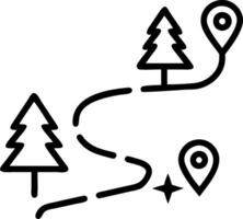 Minimalist isometric icon depicting hiking trail with markers and trees ideal for outdoor activities and adventure project designs Set 3 vector