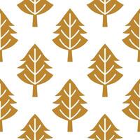 Minimalist autumn trees seamless tile pattern with simple oak and pine silhouettes for modern decor vector
