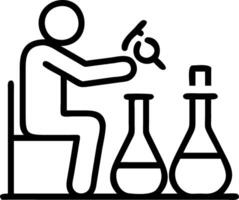 Medicine research in chemical laboratory chemist scientist conducting liquid experiments and test analysis using tubes beakers and glassware in pharmaceutical medical lab concept vector