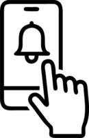 Man presses smartphone notification bell ensures prompt remote alerts boosts home security efficient updates stays connected anywhere vector