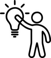 Man holds glowing light bulb depicting fresh idea concept stirs dynamic approach fosters brand direction synergy lens mindset invests intangible solutions vector