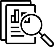 Magnifying glass over documents analytics data table selective focus vector