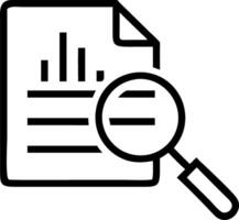 Magnifying glass over documents with analytics data on to table selective focus vector