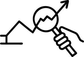 Magnifier held over descending graph highlighting economic crisis and financial recession details emphasizing scrutiny of financial decline vector