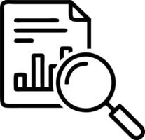 Magnifying glass documents analytics data table selective focus vector