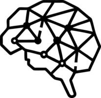 Low poly brain artificial intelligence symbol wisdom point abstract human brain low polygonal wireframe blue illustration dark background lines dots vector
