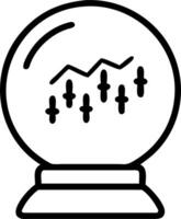 Investor predicting and forecasting stock market trends using candlestick charts within to crystal globe visualization vector