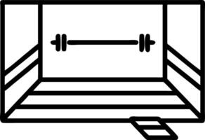 Interior of vibrant modern gym with orange grey striped walls exercise machines weights red rubber mats for cushioning warm lighting from recessed ceiling fixtures vector