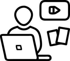 Individual using laptop for to learning accessing learning icons virtual library online to books training courses digital education webinar technologies Set 2 vector
