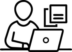 Individual using laptop for to learning accessing learning icons virtual library online to books training courses digital education webinar technologies vector