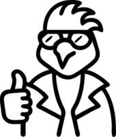 Illustration of cool peacock wearing sunglasses and leather jacket giving thumbs up blending playful character design with vibrant colors for modern branding and fun graphics conce vector