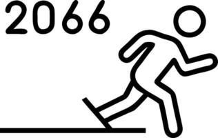 Illustration of to man preparing to run on an athletics track engraved with 2026 symbolizing the start of the new year goal of success and getting ready for new year resolutions con vector