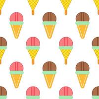 Hot summer seamless pattern with ice cream cones and popsicles for to sweet playful vibe vector