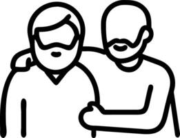 Hipster adult son and elderly father with beards talking and relaxing in home garden enjoying Fathers Day with hugs and smiles Set 2 vector