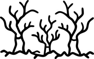 Haunted forest clipart featuring Halloween spooky elements in watercolor illustration with sharp outlines dark trees with fog isolated on white background vector