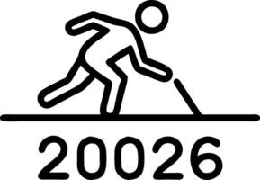 Happy New Year 2026 symbolizing start of new year man preparing to run on athletics track engraved with 2026 goal of success vector