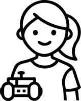Happy African American junior school kid holding robotic car looking at camera at STEM class Smiling black child preteen girl posing with robot vehicle Portrait Engineering and vector