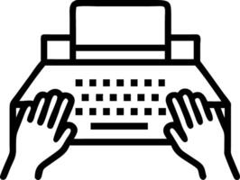 Hands typing on to vintage typewriter on to wooden table representing creativity writing and traditional office work in to nostalgic setting vector